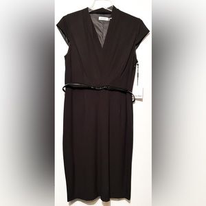 Calvin Klein black cocktail dress with belt, size 12